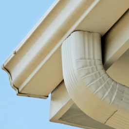 End of a gutter and downspout